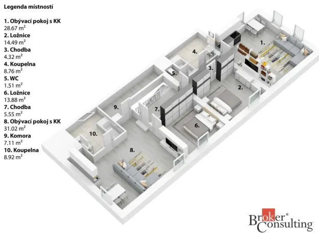 Pronájem bytu 2+kk, Lhotka, 60 m2