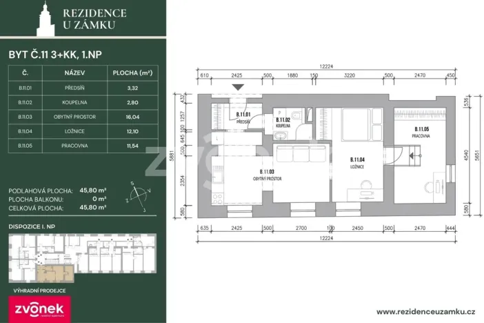 Prodej bytu 3+kk, Vsetín, Horní náměstí, 46 m2