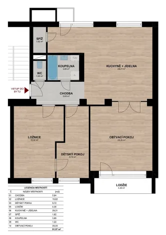 Pronájem bytu 4+kk, Havlíčkův Brod, Ledečská, 92 m2