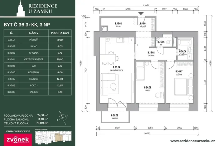 Prodej bytu 3+kk, Vsetín, Horní náměstí, 80 m2