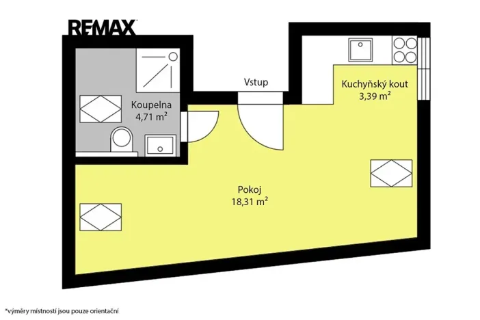 Pronájem bytu 1+kk, Kolín, Školská, 27 m2