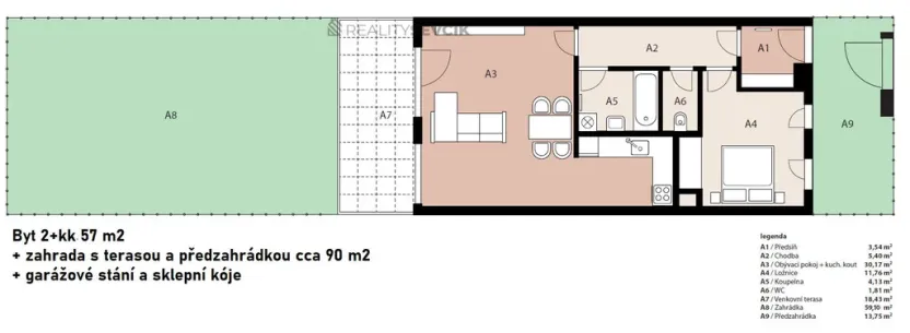 Prodej bytu 2+kk, Praha - Libuš, Božejovická, 57 m2