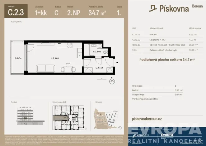 Prodej bytu 1+kk, Beroun, 35 m2