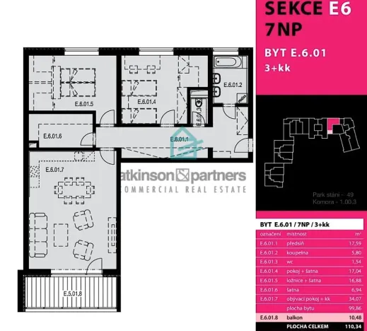 Pronájem bytu 3+kk, České Budějovice - České Budějovice 2, Volejbalistů, 110 m2