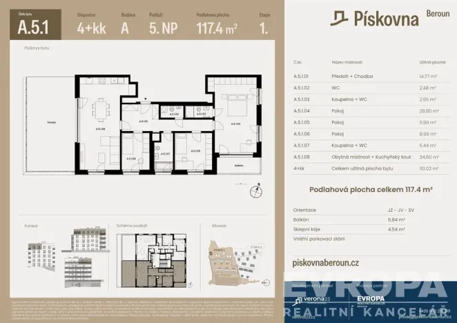 Prodej bytu 4+kk, Beroun, 110 m2