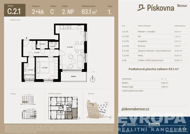 Prodej bytu 2+kk, Beroun, 63 m2