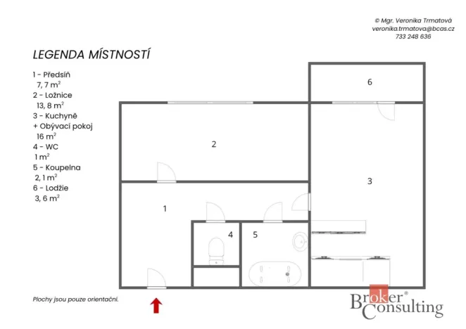 Pronájem bytu 2+kk, České Budějovice - České Budějovice 2, J. Bendy, 41 m2