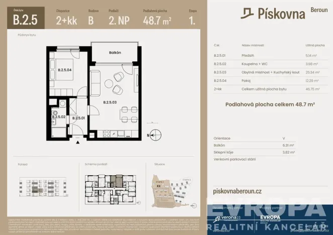 Prodej bytu 2+kk, Beroun, 49 m2