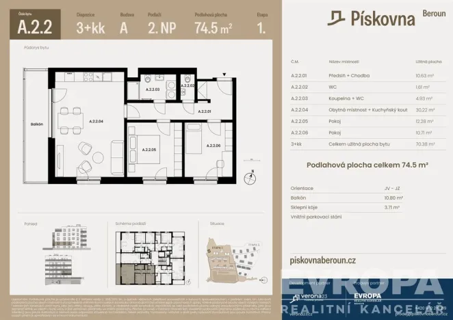 Prodej bytu 3+kk, Beroun, 74 m2