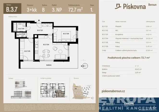 Prodej bytu 3+kk, Beroun, 68 m2