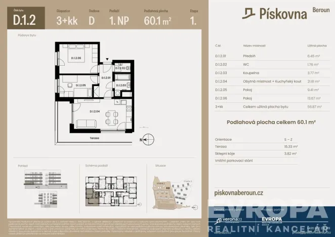 Prodej bytu 3+kk, Beroun, 60 m2