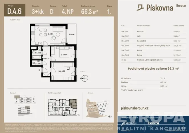 Prodej bytu 3+kk, Beroun, 66 m2