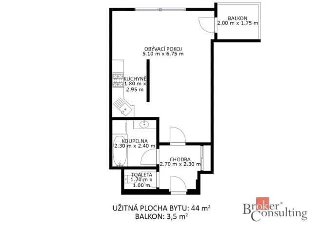 Prodej bytu 1+kk, Brno - Starý Lískovec, U Leskavy, 43 m2