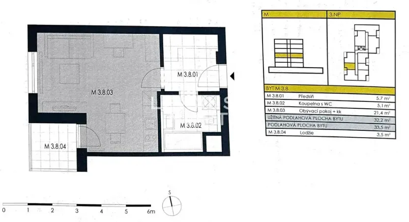 Pronájem bytu 1+kk, Praha - Vysočany, Strnadových, 34 m2