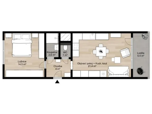 Pronájem bytu 2+kk, Praha - Hlubočepy, Gabinova, 47 m2