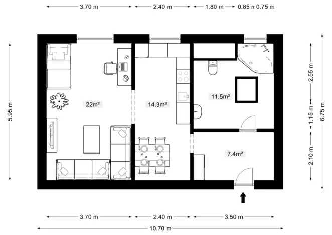 Prodej bytu 1+1, Trutnov - Dolní Předměstí, Polská, 57 m2