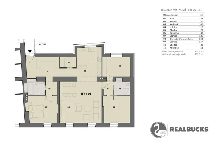 Prodej bytu 4+1, Turnov, Palackého, 135 m2