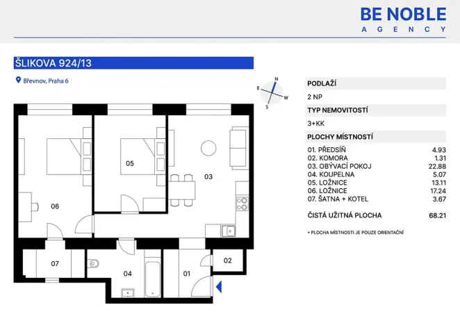 Prodej bytu 3+kk, Praha - Břevnov, Šlikova, 68 m2