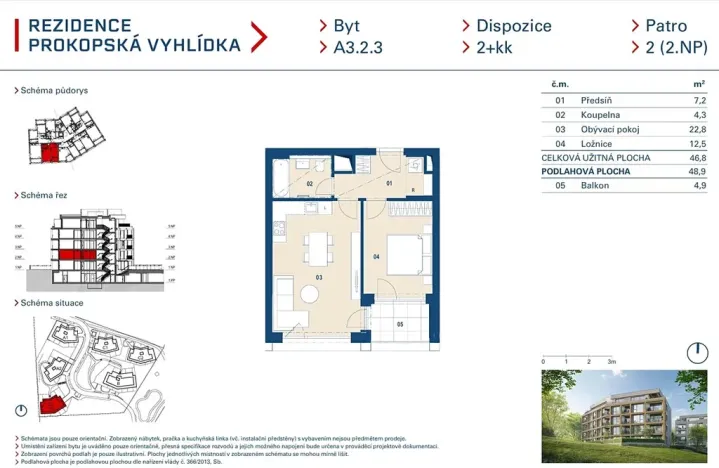 Prodej bytu 2+kk, Praha - Jinonice, Radlická, 47 m2