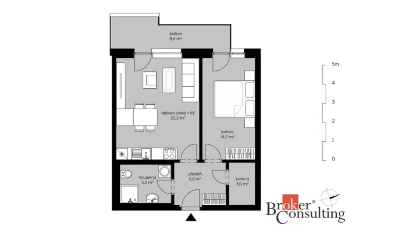 Pronájem bytu 2+kk, Praha - Vysočany, Fafkových, 50 m2