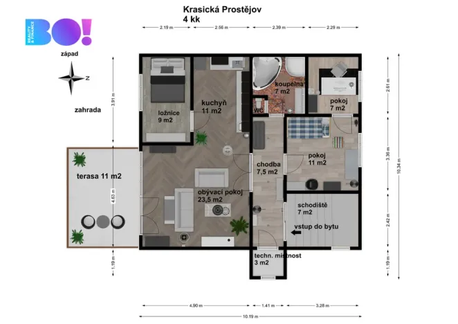 Pronájem bytu 4+kk, Prostějov, Krasická, 80 m2