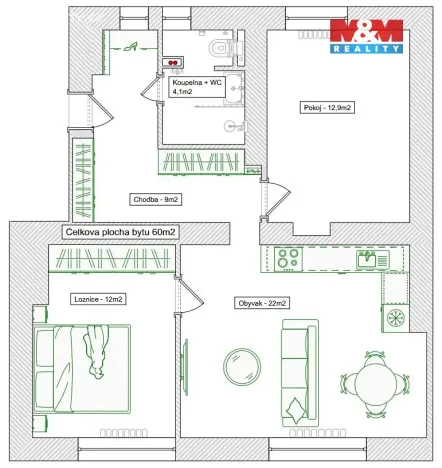 Prodej bytu 3+kk, Ostrava - Zábřeh, Rodimcevova, 60 m2