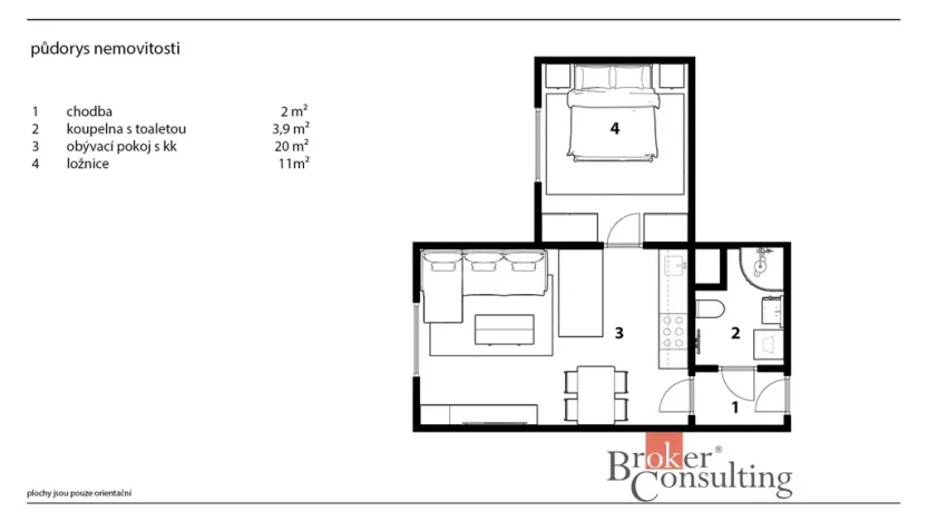 Prodej bytu 2+kk, Milovice - Mladá, Slepá, 41 m2