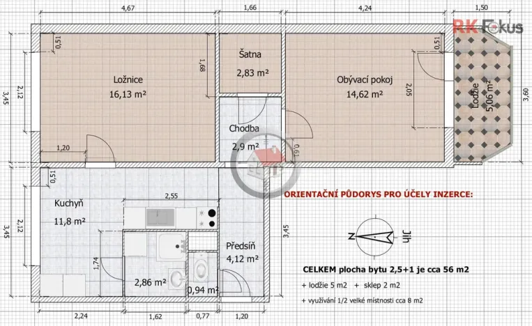 Prodej bytu 2+1, Třebíč - Nové Dvory, Gen. Svobody, 58 m2