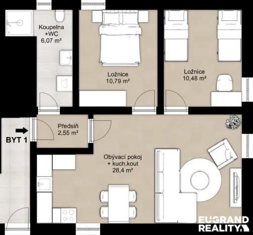 Pronájem bytu 3+kk, Varnsdorf, Erbenova, 58 m2