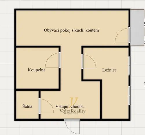 Pronájem bytu 2+kk, Olomouc, Wolkerova, 38 m2