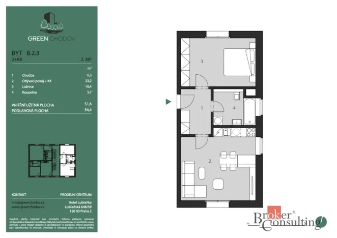 Prodej bytu 2+kk, Praha - Chodov, Klapálkova, 54 m2
