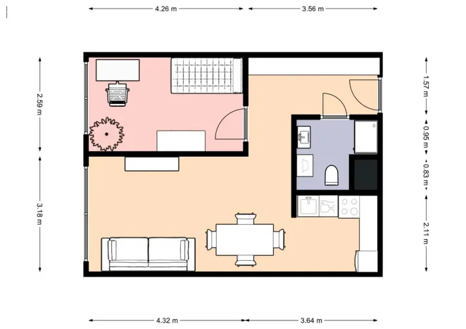 Pronájem bytu 2+kk, Praha - Michle, Ohradní, 46 m2