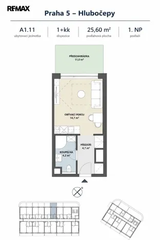 Pronájem bytu 1+kk, Praha - Hlubočepy, Na Zlíchově, 26 m2
