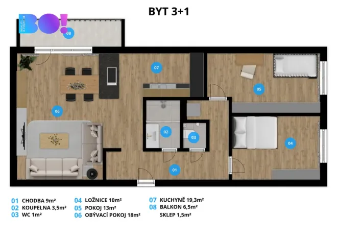 Prodej bytu 3+1, Opava, Palackého, 81 m2