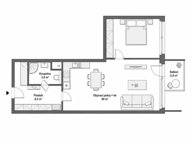 Pronájem bytu 2+kk, Praha - Záběhlice, Choceradská, 55 m2
