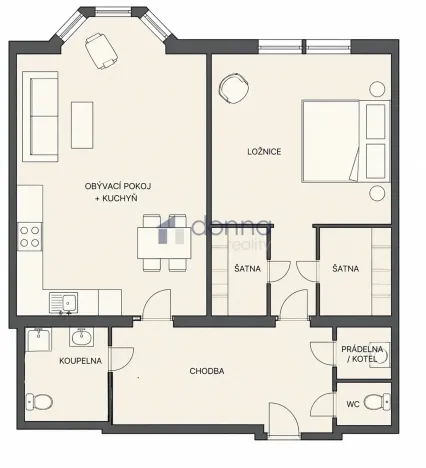 Pronájem bytu 2+kk, Praha, Přemyslovská, 63 m2