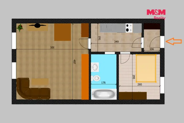 Prodej bytu 2+kk, Kolín - Kolín V, U Borků, 46 m2