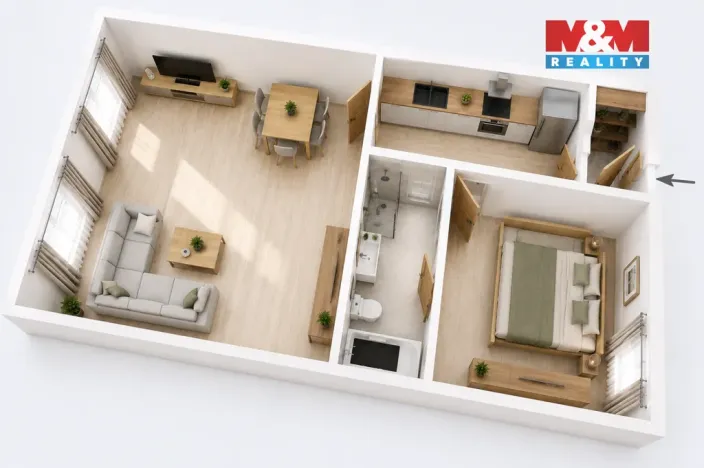 Prodej bytu 2+kk, Kolín - Kolín V, U Borků, 46 m2