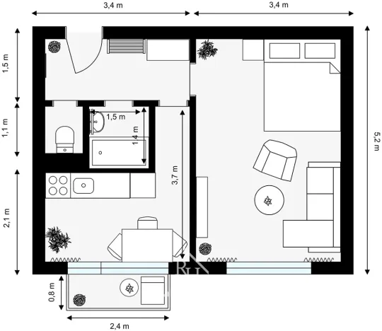 Prodej bytu 1+1, Kladno, Finská, 35 m2