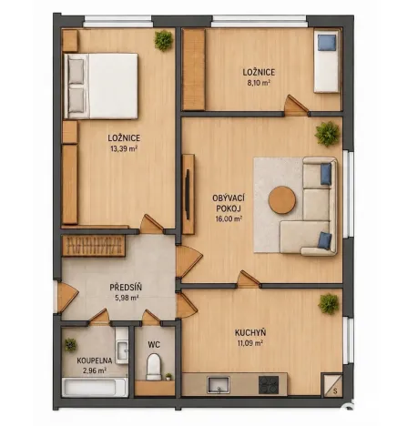 Prodej bytu 3+1, Jablonec nad Nisou, Jizerská, 59 m2