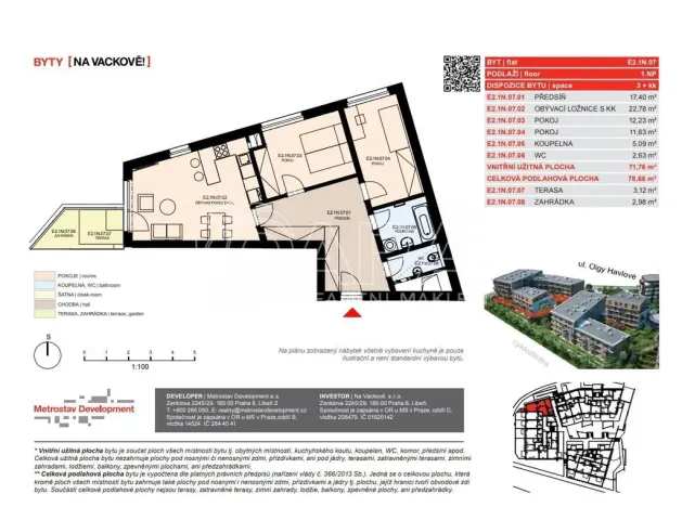 Prodej bytu 3+kk, Praha - Žižkov, Olgy Havlové, 71 m2