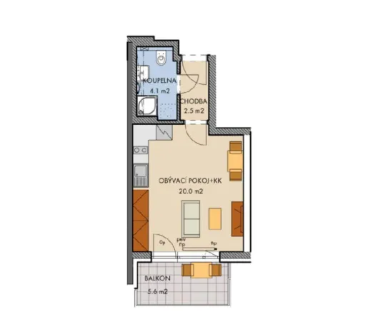 Pronájem bytu 1+kk, Praha, Honzíkova, 27 m2
