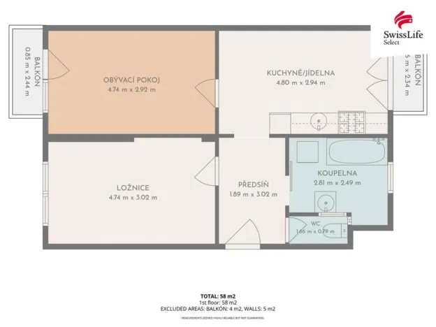 Prodej bytu 2+1, Milovice, Mírová, 58 m2