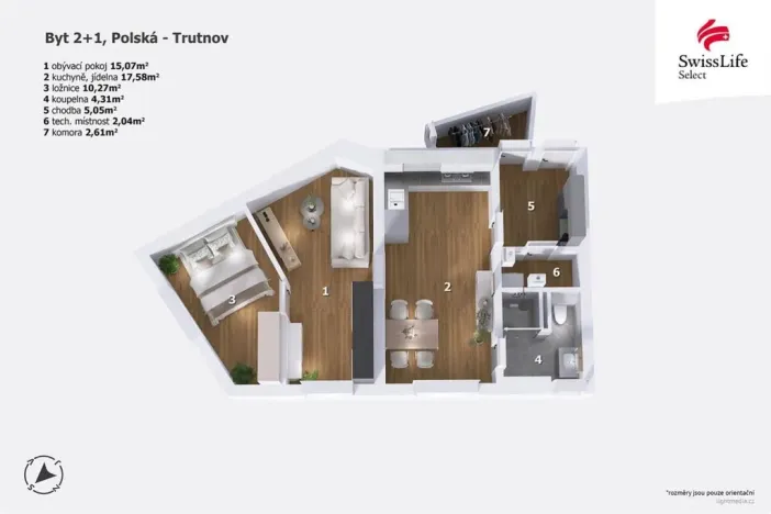 Prodej bytu 2+1, Trutnov, Polská, 57 m2