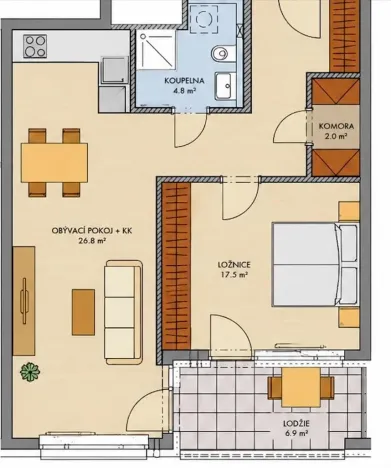 Prodej bytu 2+kk, Praha - Stodůlky, Svitákova, 57 m2