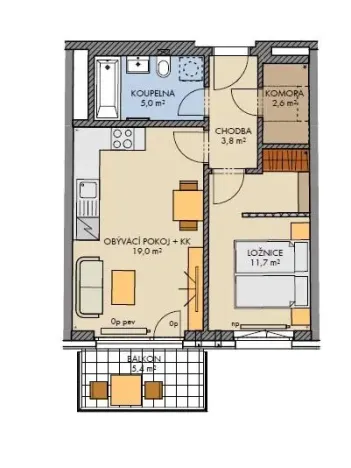 Prodej bytu 2+kk, Praha - Chodov, Bartůňkova, 44 m2