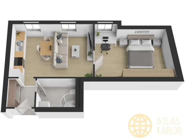 Pronájem bytu 2+kk, Tábor, Převrátilská, 46 m2