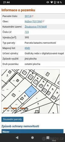 Prodej zahrady, Nižbor - Žloukovice, 395 m2