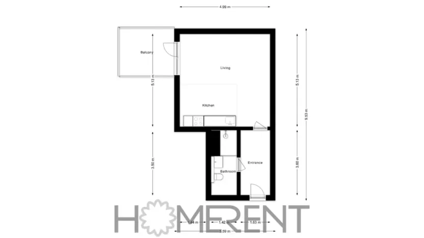 Pronájem bytu 1+kk, Praha, Vyšehradská, 37 m2