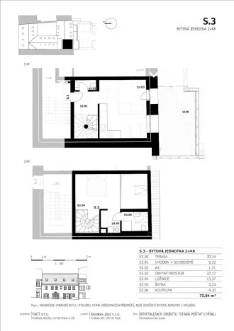 Pronájem bytu 2+kk, Písek, Gregorova, 54 m2